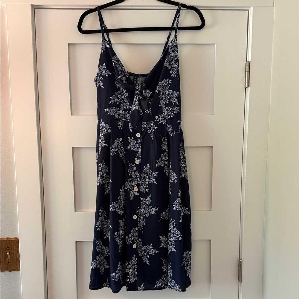 Navy Floral Dress with cutout detail